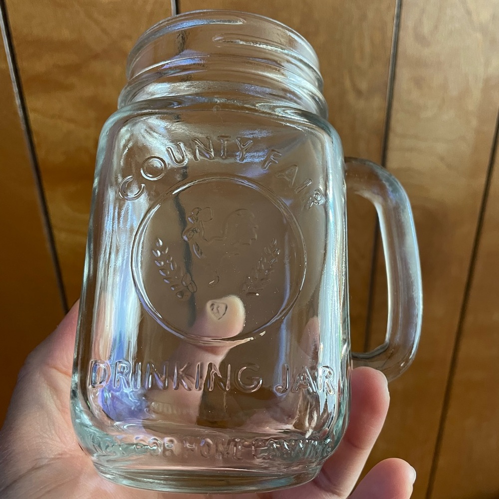 Libbey County Fair Drinking Jar 16.5 oz Glass Jar Embossed Rooster EUC